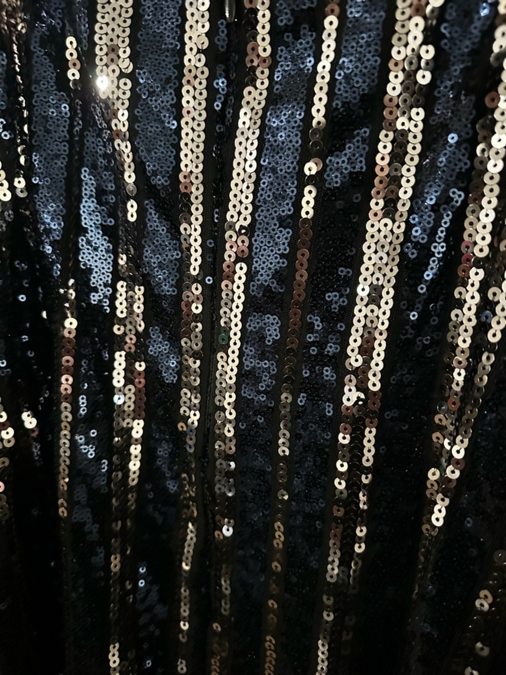 Anthropologie Maeve Navy Silver Black Sequin Striped Lined Mini Dress 2X Plus - Picture 11 of 16